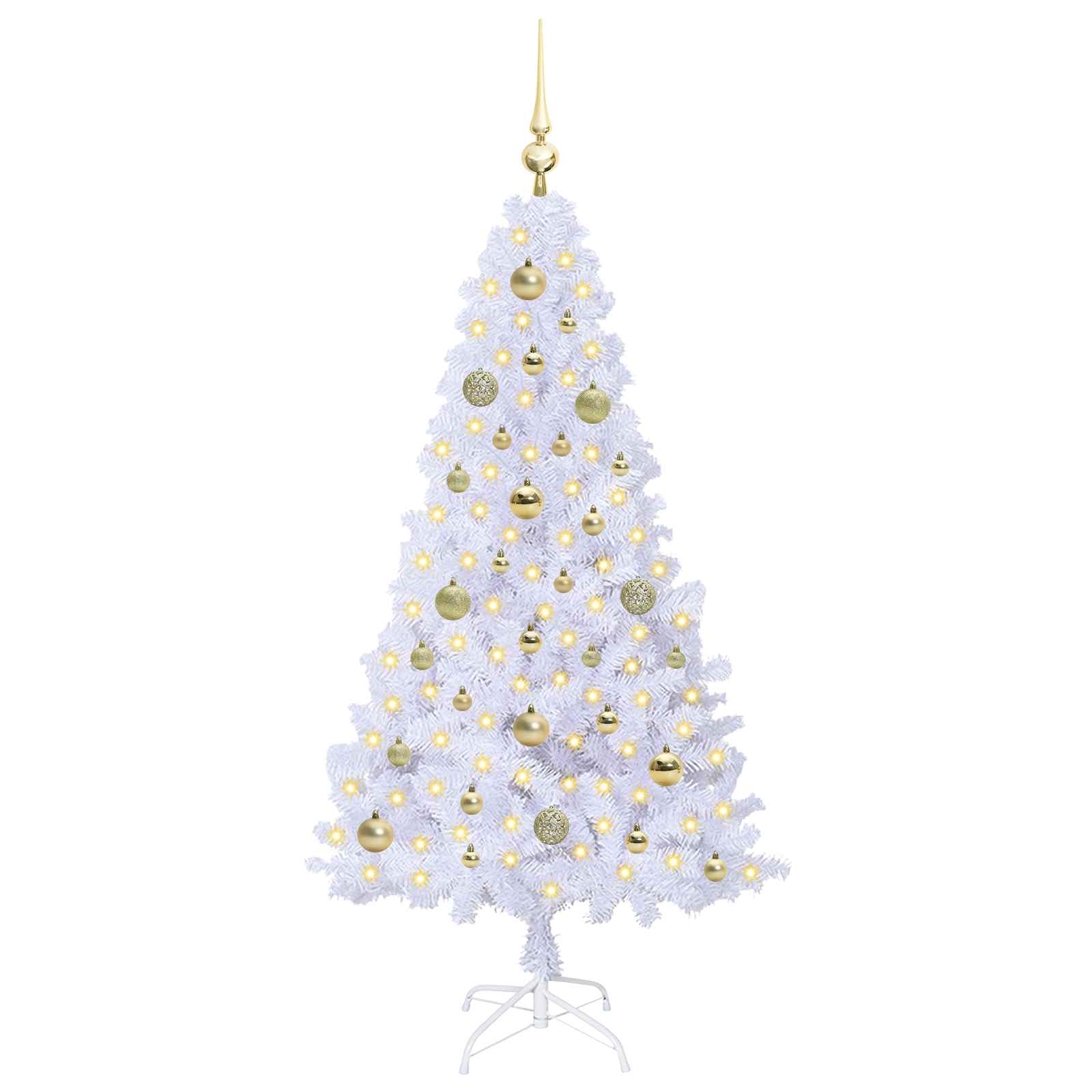 Albero Di Natale Artificiale Bianco 150 Cm Pvc E Acciaio - Image 3