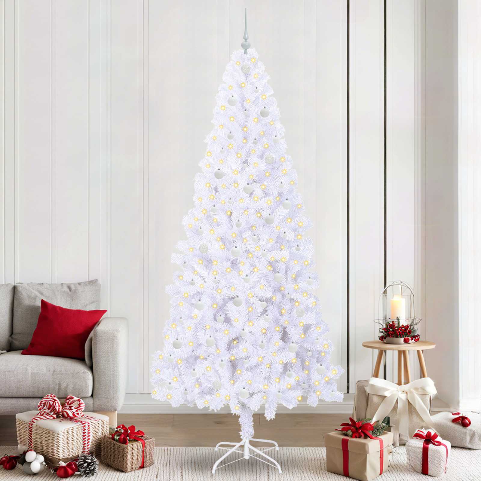 Albero Di Natale Artificiale Bianco 240 Cm Pvc E Acciaio