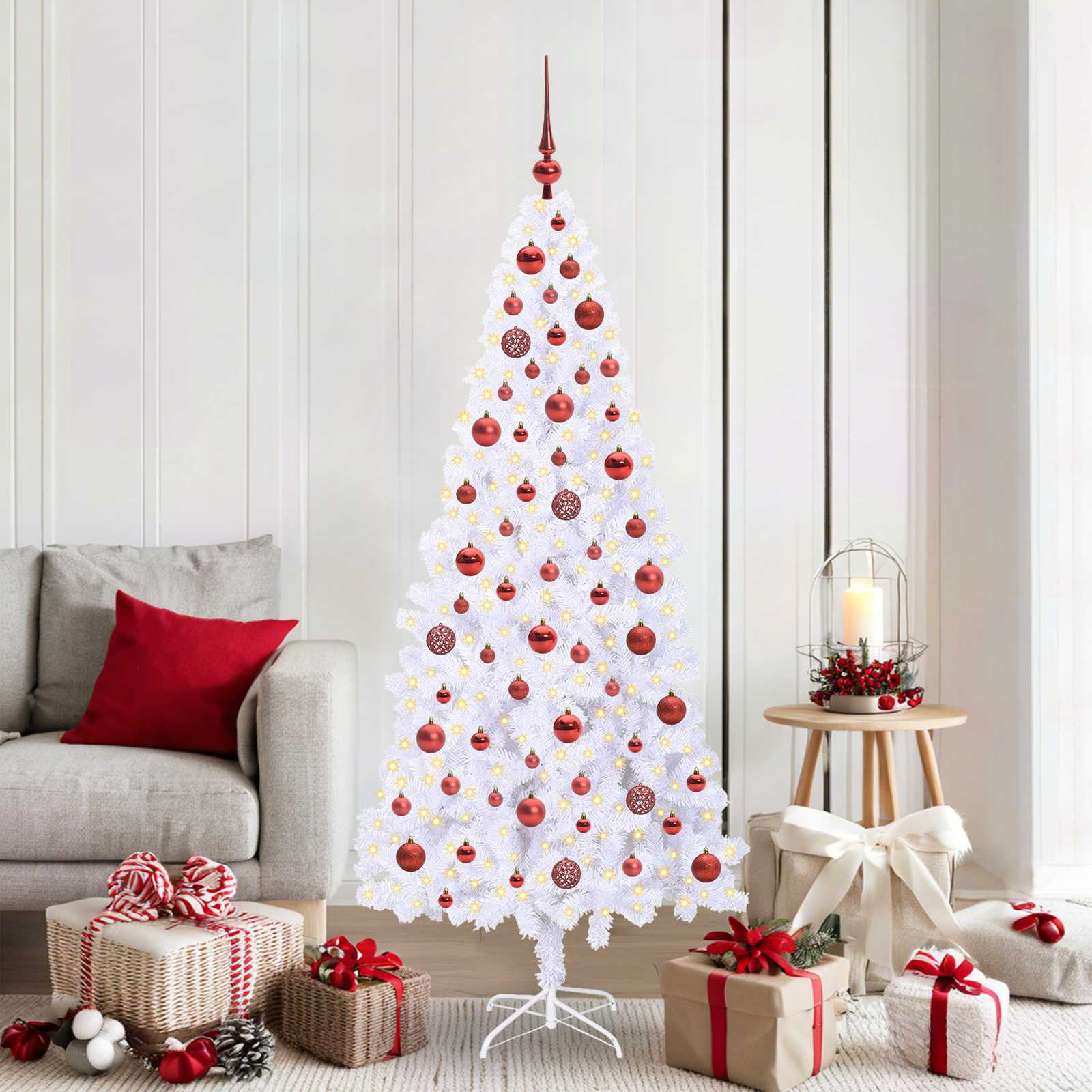 Albero Di Natale Artificiale Bianco 180 Cm Pvc E Acciaio