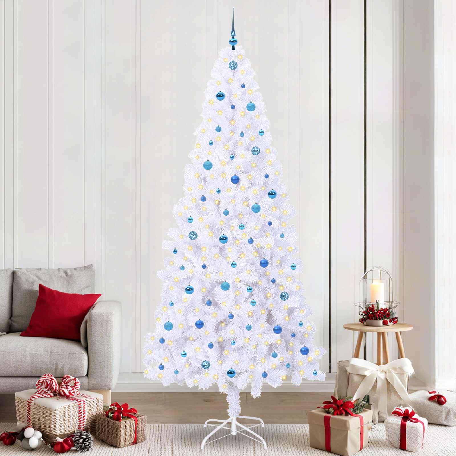 Albero Di Natale Artificiale Bianco 240 Cm Pvc E Acciaio