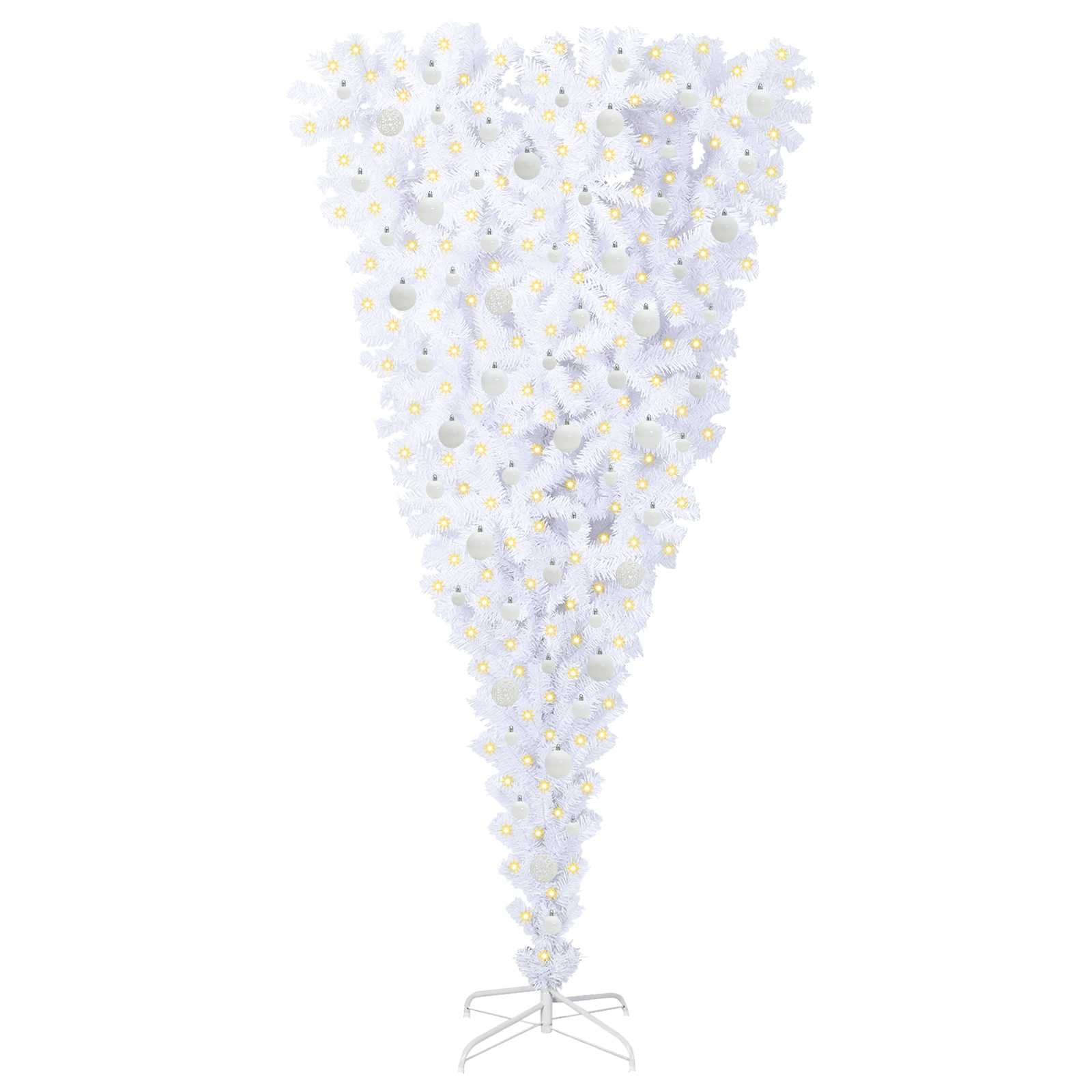 Albero Di Natale Artificiale Bianco 210 Cm Pvc E Acciaio - Image 3