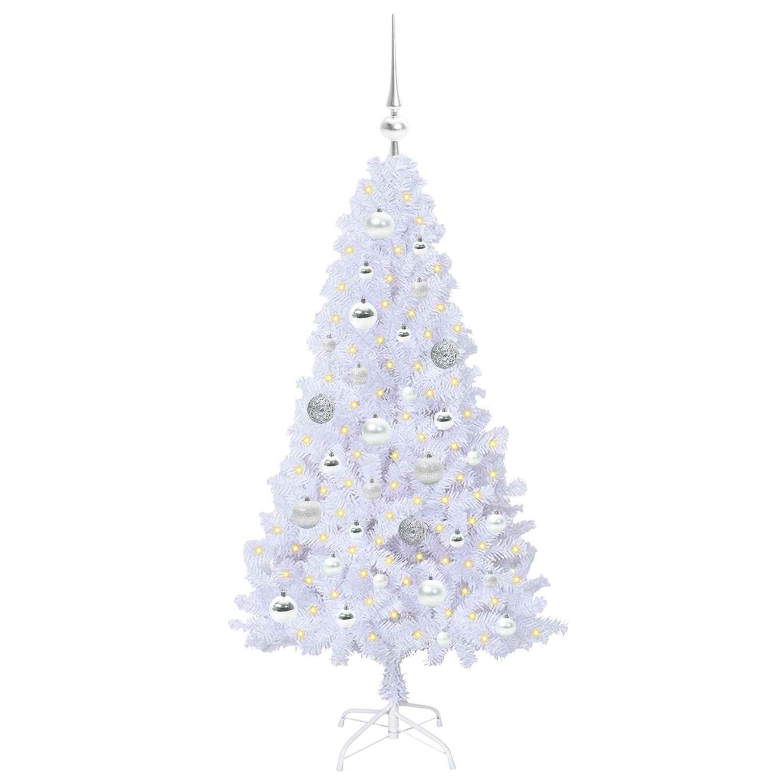 Albero Di Natale Artificiale Bianco 120 Cm Pvc E Acciaio - Image 3