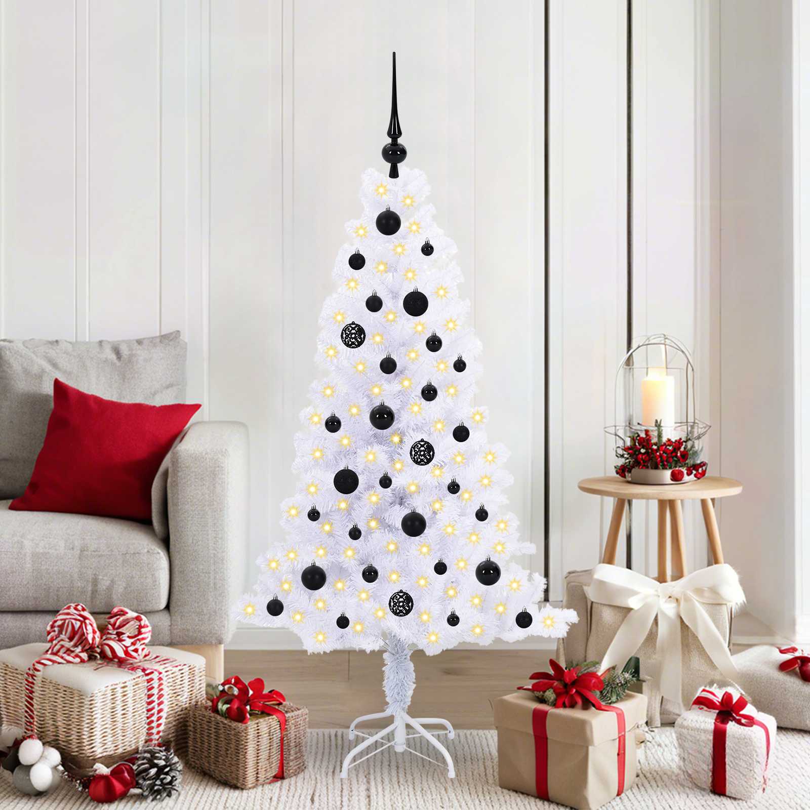 Albero Di Natale Artificiale Bianco 150 Cm Pvc E Acciaio