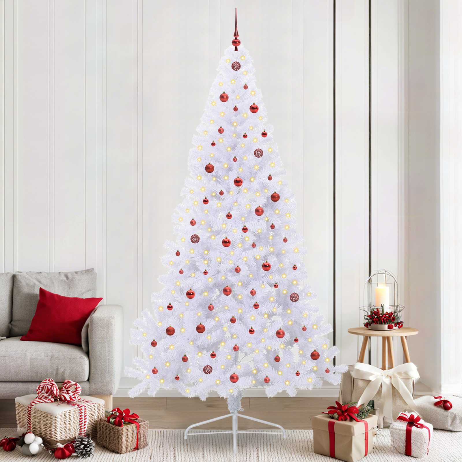 Albero Di Natale Artificiale Bianco 240 Cm Pvc E Acciaio
