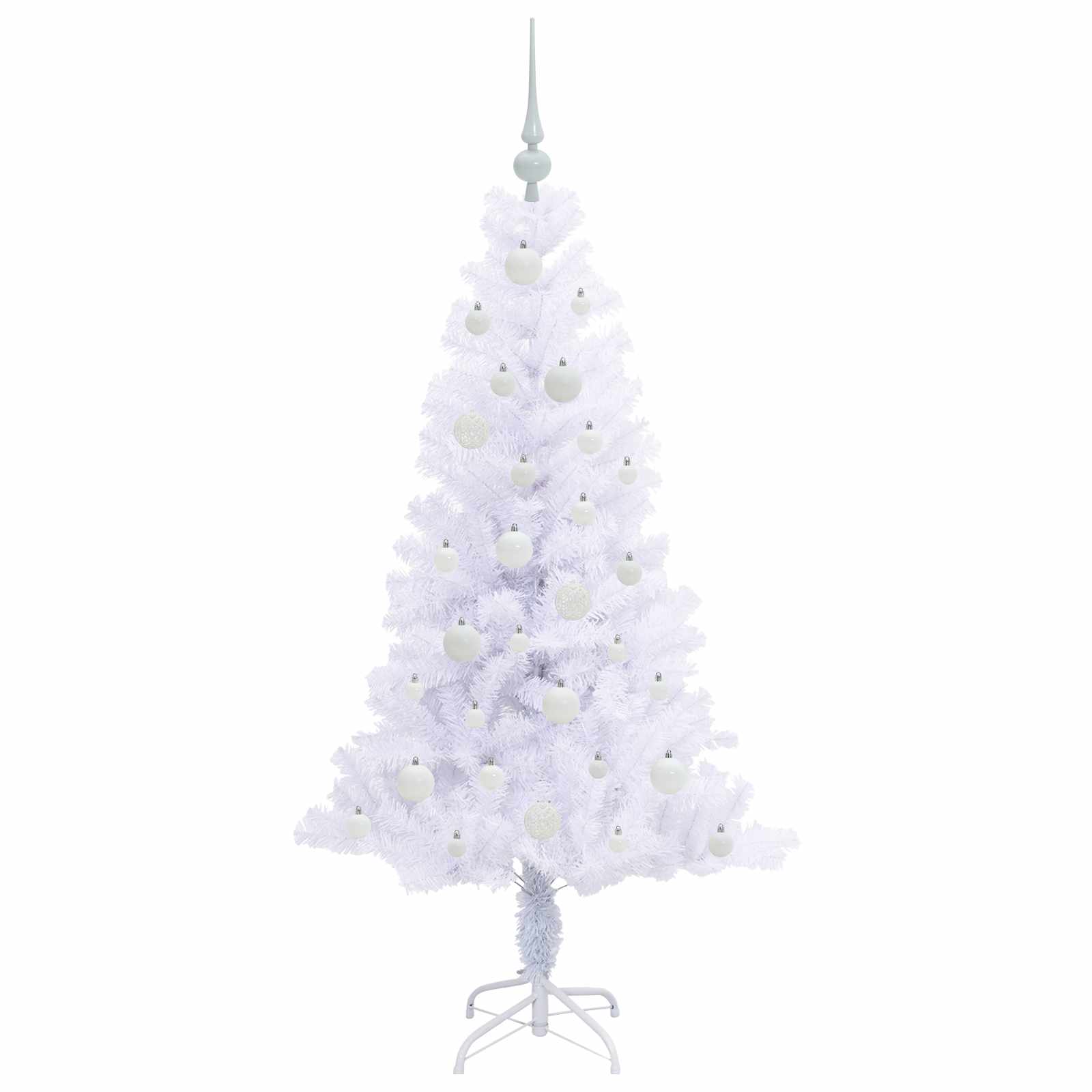 Albero Di Natale Artificiale Bianco 150 Cm Pvc E Acciaio - Image 4