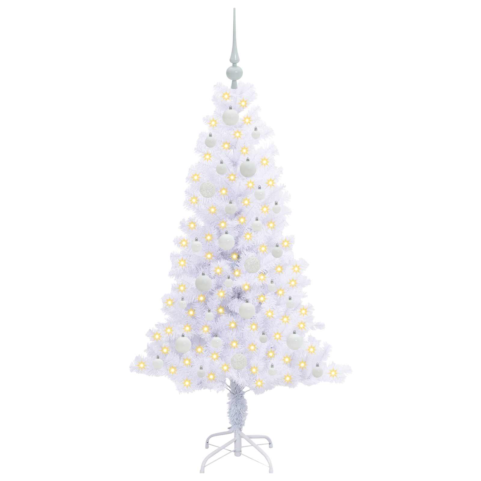 Albero Di Natale Artificiale Bianco 150 Cm Pvc E Acciaio - Image 3