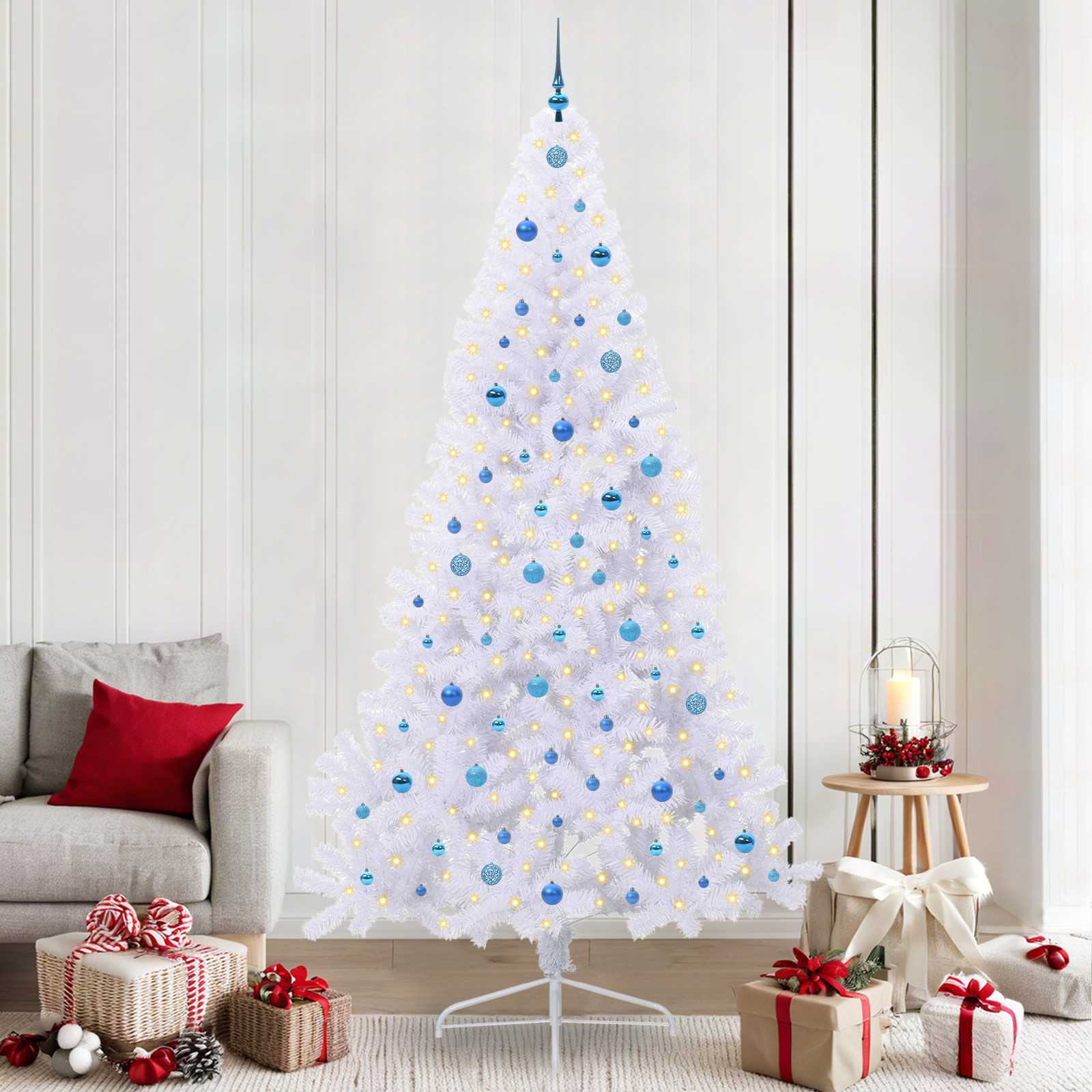 Albero Di Natale Artificiale Bianco 240 Cm Pvc E Acciaio