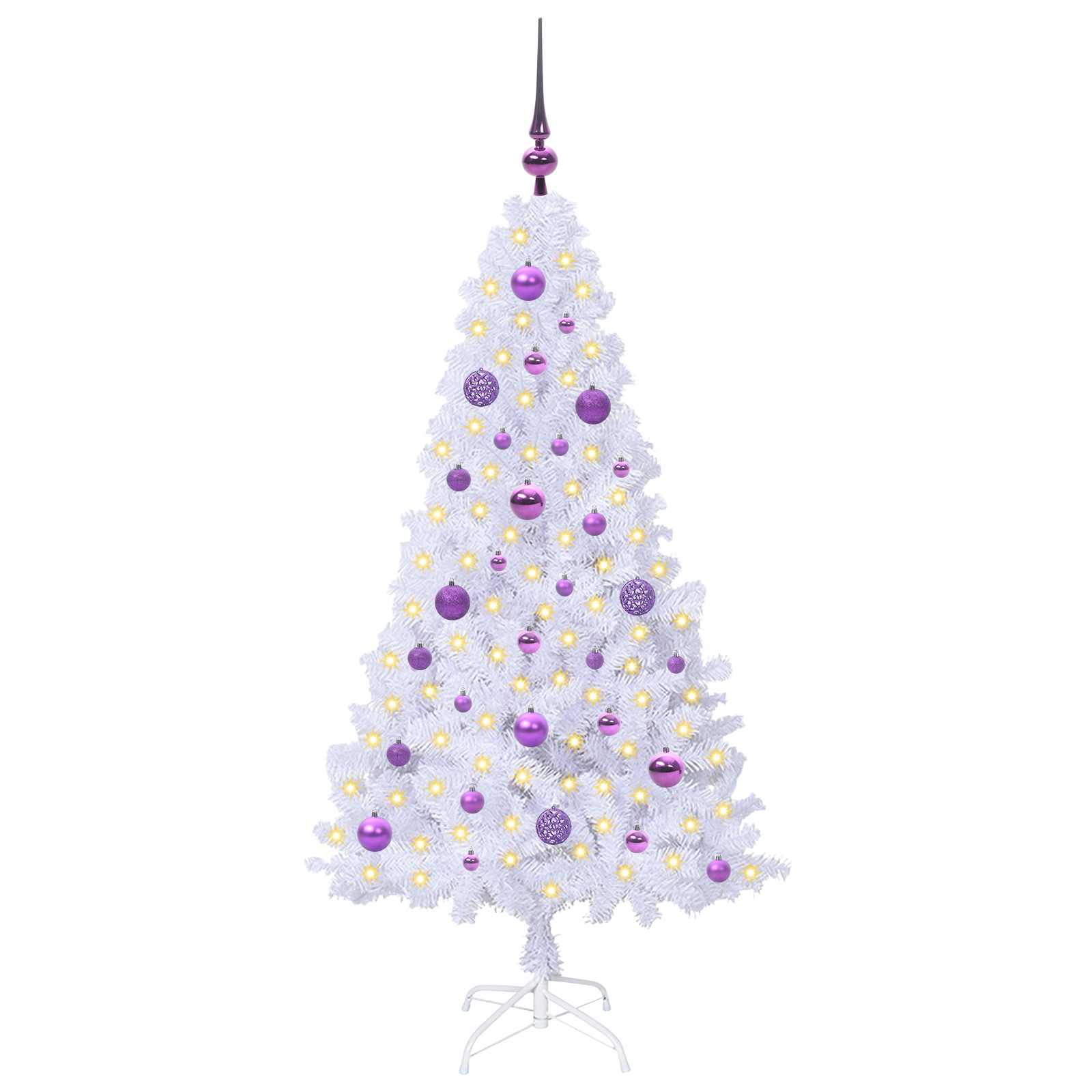 Albero Di Natale Artificiale Bianco 150 Cm Pvc E Acciaio - Image 3