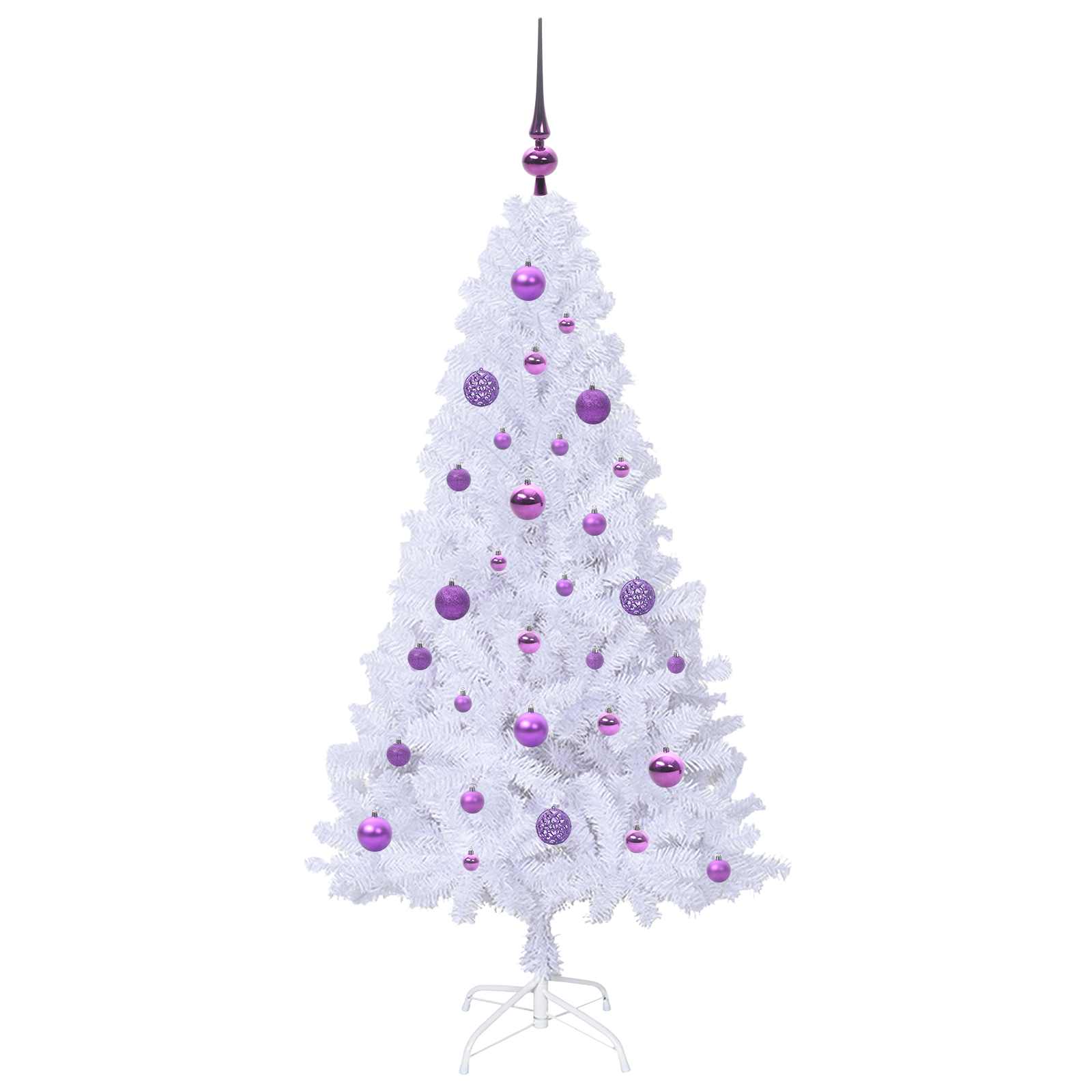 Albero Di Natale Artificiale Bianco 150 Cm Pvc E Acciaio - Image 4