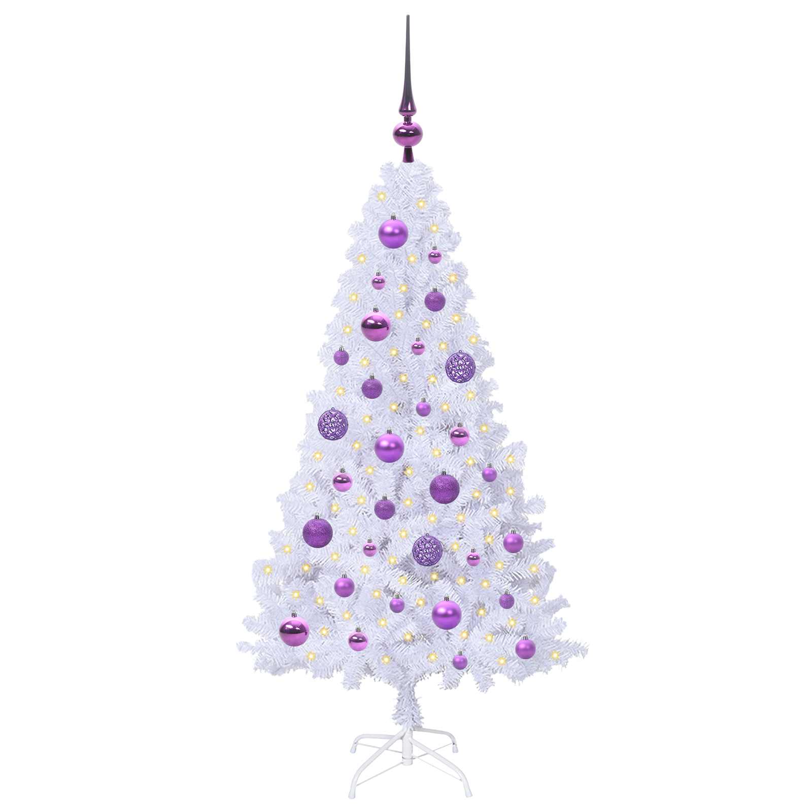 Albero Di Natale Artificiale Bianco 120 Cm Pvc E Acciaio - Image 3