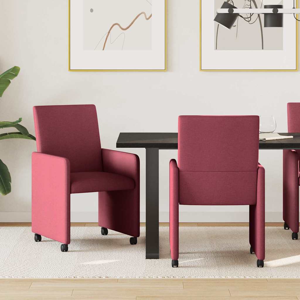 Sedie Da Pranzo Con Ruote 2 Pcs Rosso Vino 57 X 66 X 94 cm