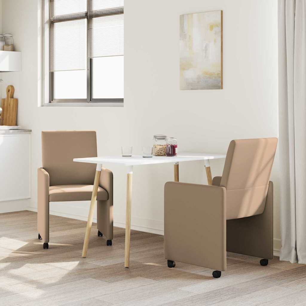 Sedie Da Pranzo Con Ruote 2 Pcs Cappuccino 57 X 66 X 94 cm - Image 3