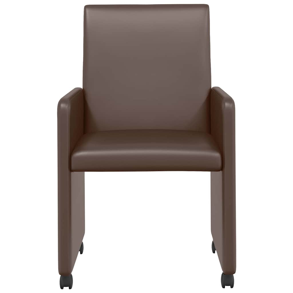 Sedie Da Pranzo Con Ruote 2 Pcs Marrone 57 X 66 X 94 cm - Image 4