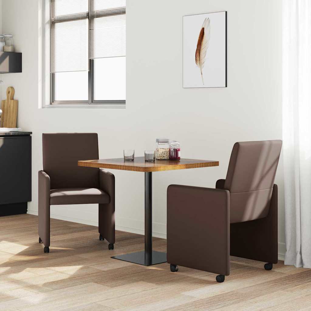 Sedie Da Pranzo Con Ruote 2 Pcs Marrone 57 X 66 X 94 cm - Image 3