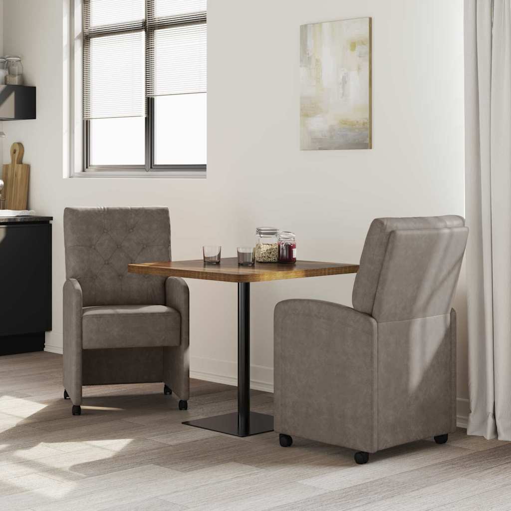 Sedie Da Pranzo Con Ruote 2 Pcs Grigio 58 X 67 X 97 cm - Image 3