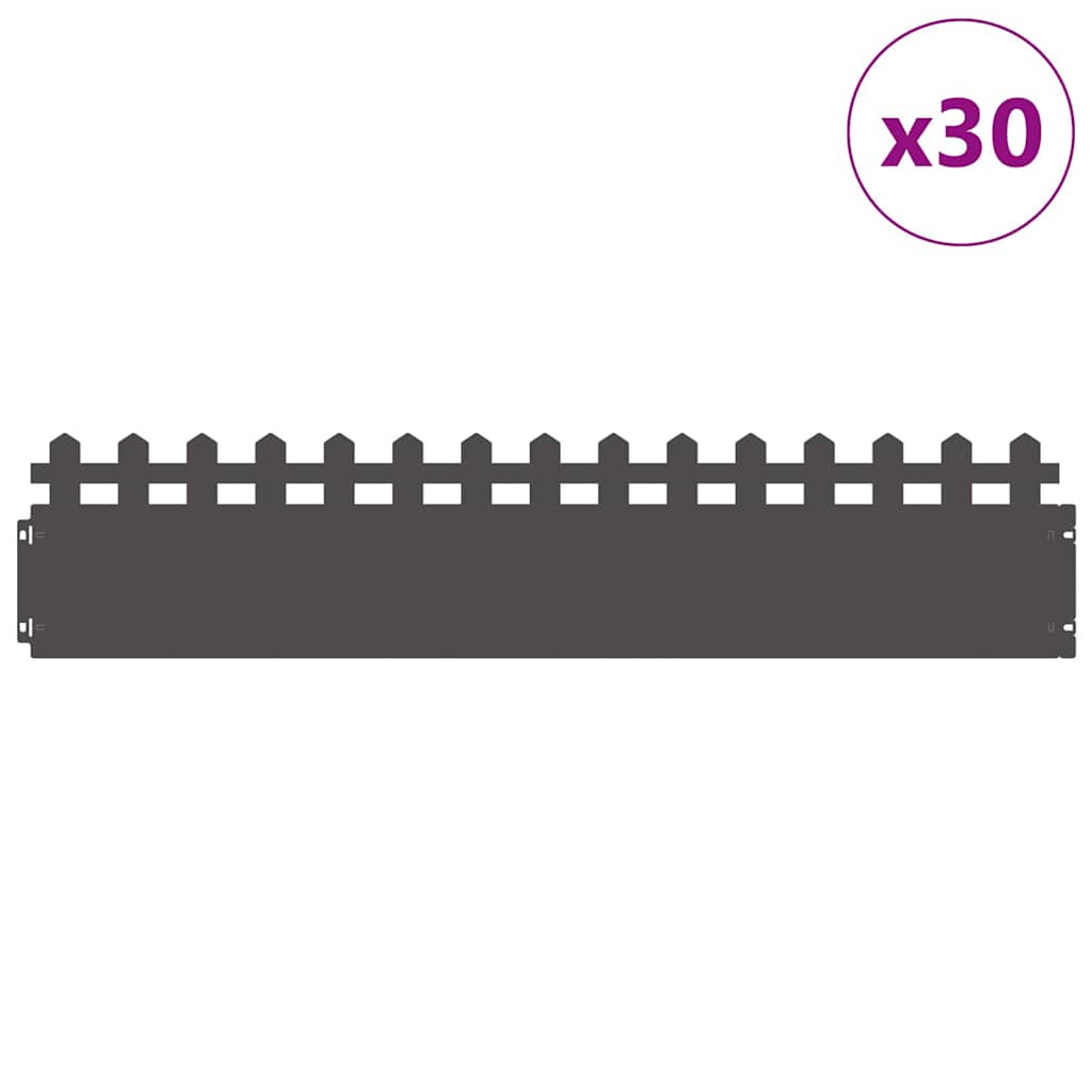 Bordure Per Prato 30 Pcs Nero 103 X 0,05 X 22 Cm Acciaio - Image 3