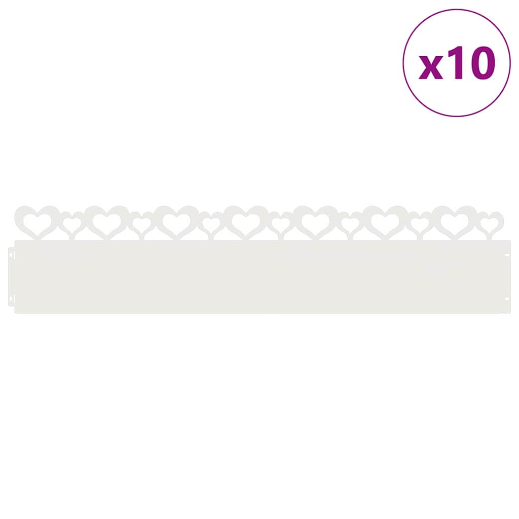 Bordure Per Prato 10 Pcs Bianco 103 X 0,05 X 22 Cm Acciaio - Image 3