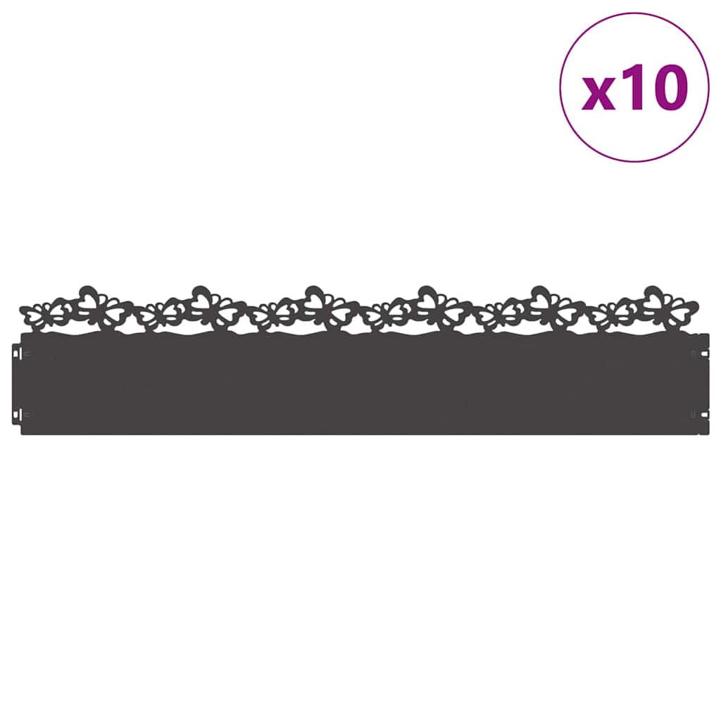 Bordure Per Prato 10 Pcs Nero 103 X 0,05 X 22 Cm Acciaio - Image 3