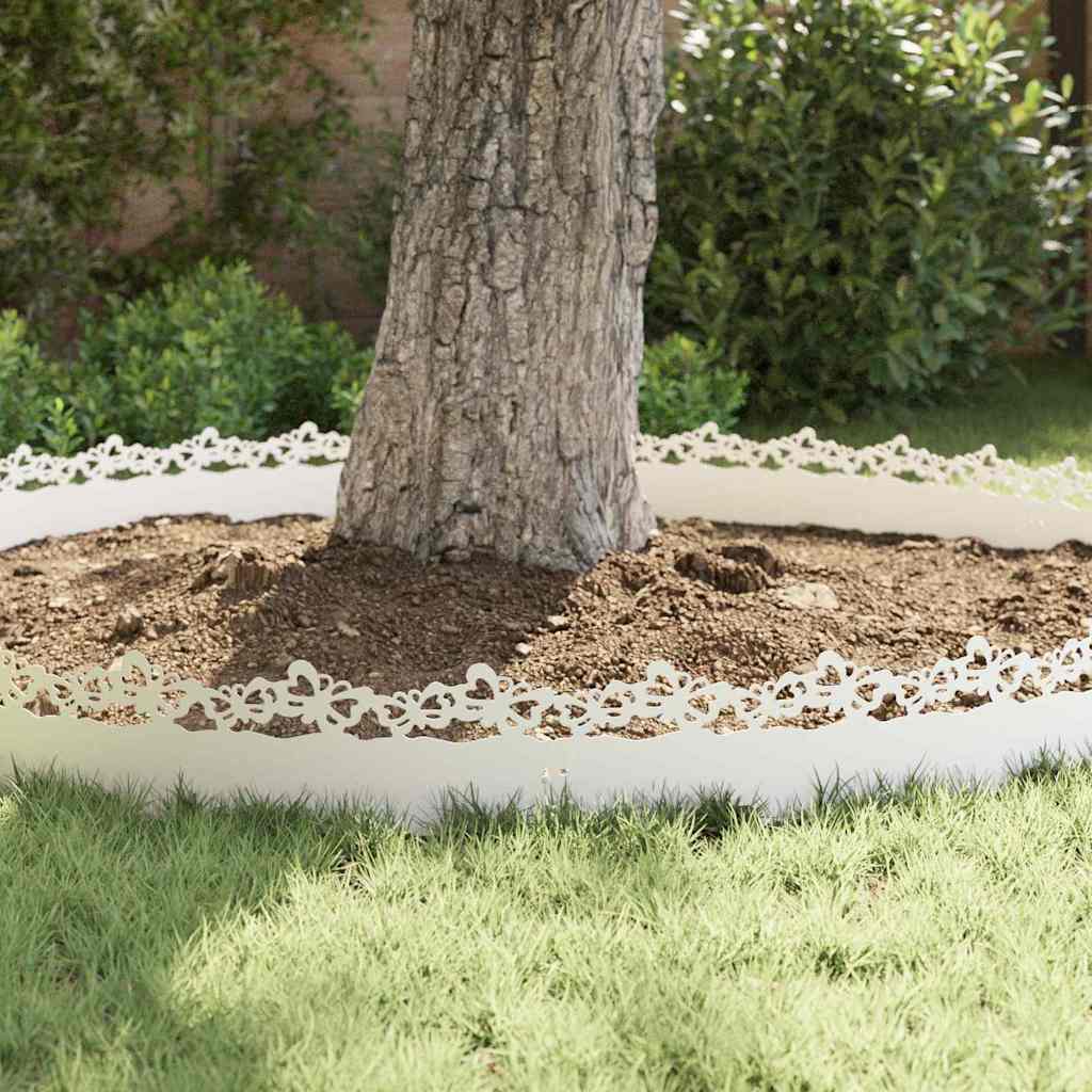 Bordure Per Prato 10 Pcs Bianco 103 X 0,05 X 22 Cm Acciaio - Image 5