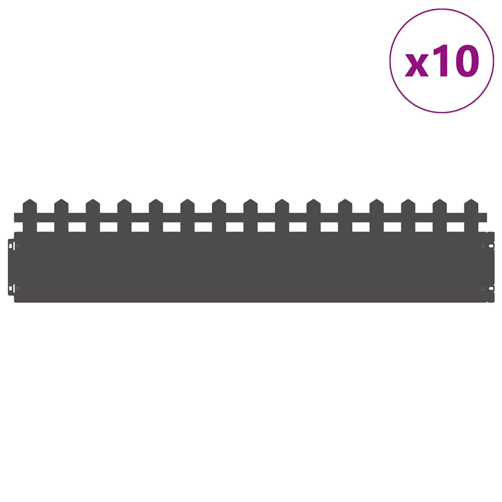Bordure Per Prato 10 Pcs Nero 103 X 0,05 X 22 Cm Acciaio - Image 3