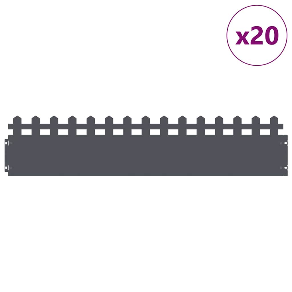 Bordure Per Prato 20 Pcs Antracite 103 X 0,05 X 22 Cm Acciaio - Image 3