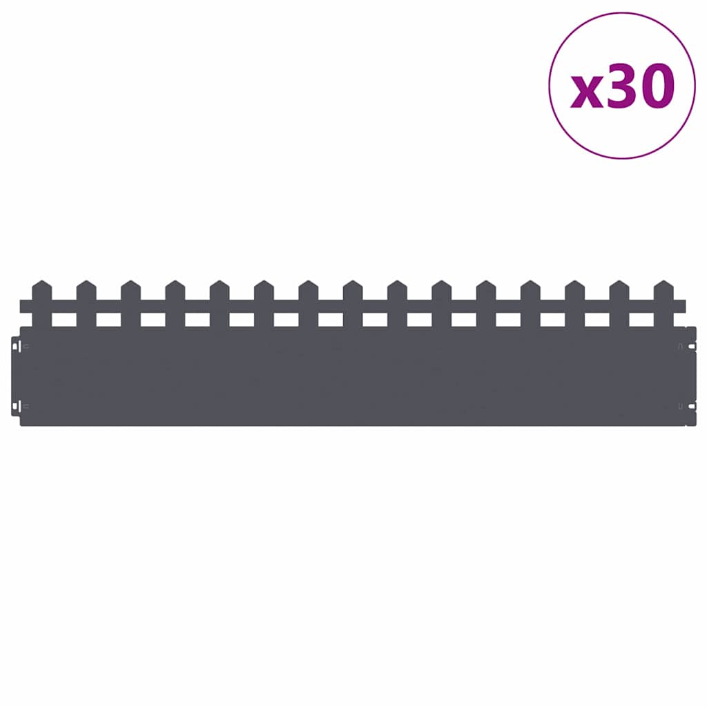 Bordure Per Prato 30 Pcs Antracite 103 X 0,05 X 22 Cm Acciaio - Image 3