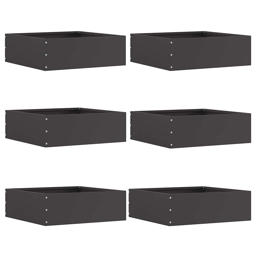 Bordura Per Prato 6 Pcs Nero 40 X 40 X 13 Cm Acciaio