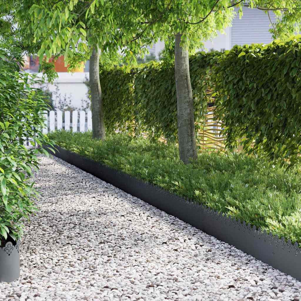 Bordure Per Prato 10 Pcs Antracite 103 X 0,05 X 22 Cm Acciaio