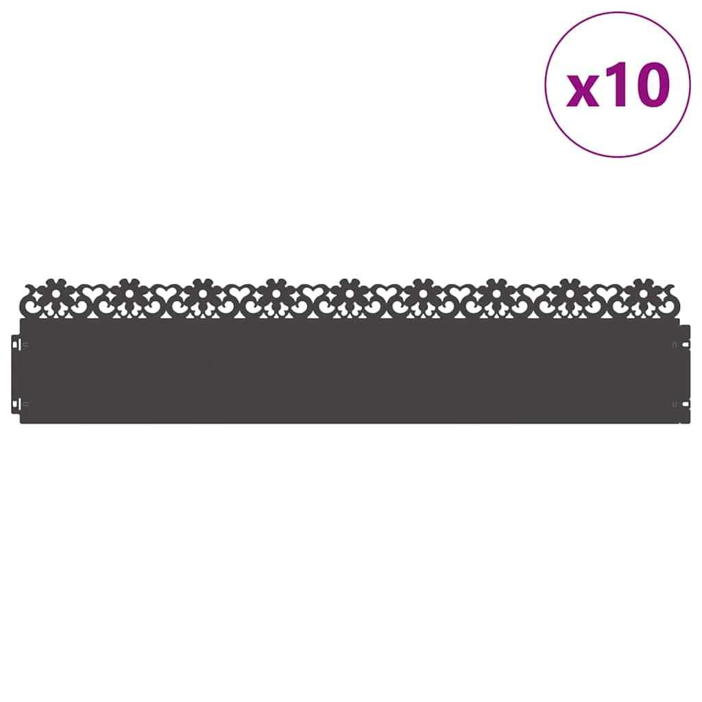 Bordure Per Prato 10 Pcs Nero 103 X 0,05 X 22 Cm Acciaio - Image 3