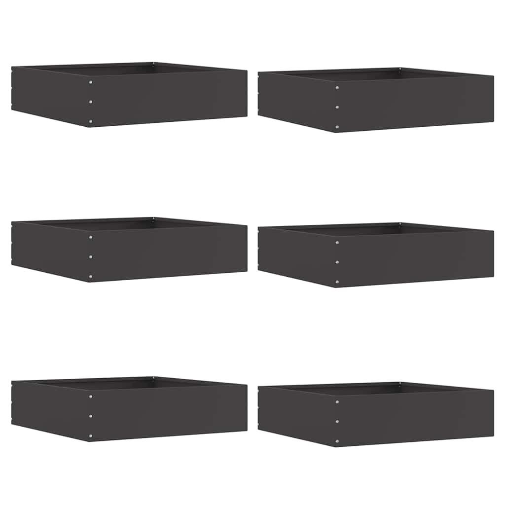 Bordura Per Prato 6 Pcs Nero 50 X 50 X 13 Cm Acciaio