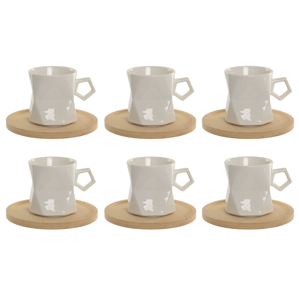 Set Di 6 Tazze Con Piatto Home Esprit Bianco Porcellana 180 ml