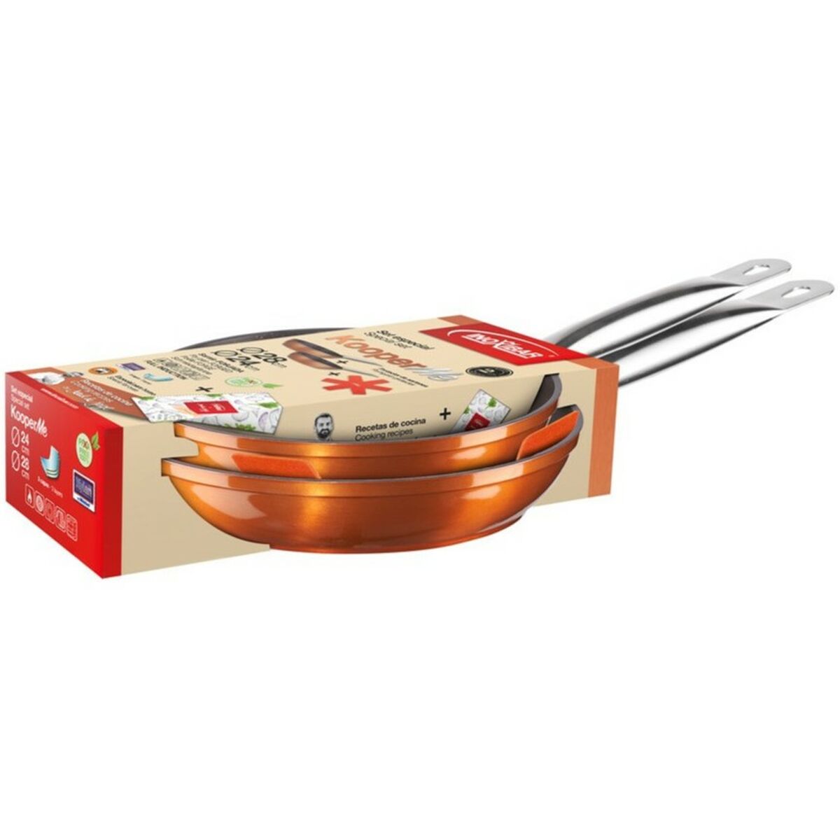 Padella Inoxibar Kooperme Rame Alluminio Forgiato Ø 24 Cm Ø 28 Cm (28 Cm) (ø 24 Cm) (2 Unità)