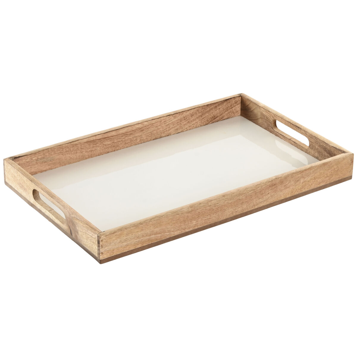 Vassoio Home Esprit Bianco Naturale Legno Di Mango 43,5 X 27 X 4,5 cm