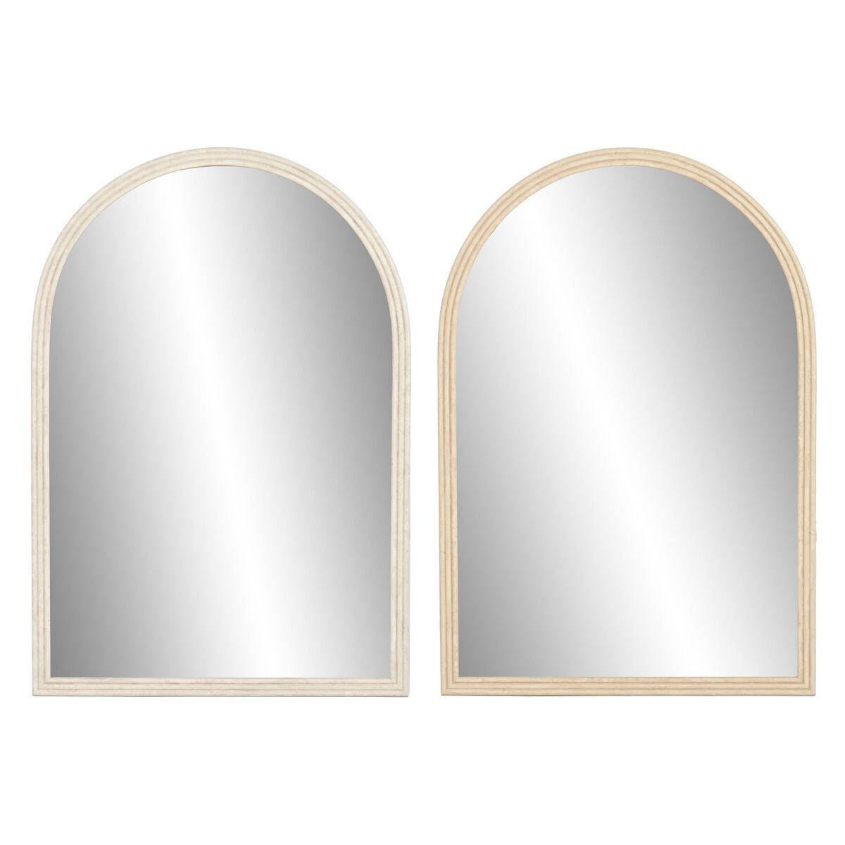 Specchio Da Parete Home Esprit Beige Naturale Scandi (2 Unità)