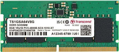 Transcend - Ddr5 - Modul - 8 Gb - So Dimm 262-Pin - 4800 Mhz / Pc5-38400 - Cl40 - 1.1 V - Ungepuffert - NoN-Ecc (ts1gsa64v8g)