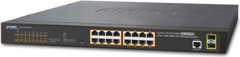 Planet GS-4210-16p2s Gemanaged L2+ Gigabit Ethernet (10/100/1000) Energie Über Ethernet (poe) Unterstützung 1u Schwarz NetzwerK-Switch (gS-4210-16p2s)