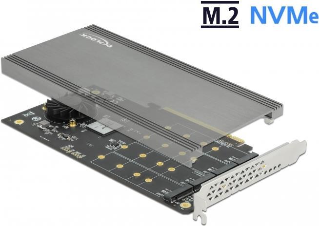 Delock Pci Express X16 Card To 4 X Internal Nvme M.2 Key M - Schnittstellenadapter - M.2 - Expansion Slot To M.2 - M.2 Nvme Card - 32 Gbps - Pcie 3.0