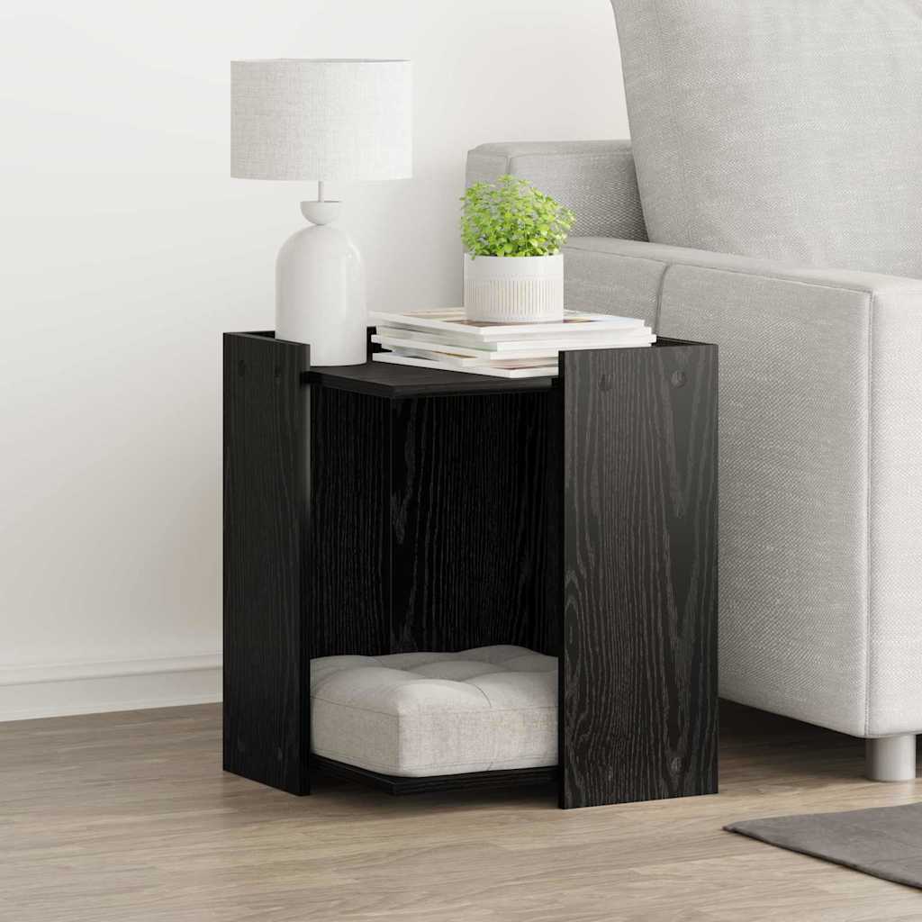 vidaXL Katzenstreu Box Umzäunung Schwarz Eichen-Optik 42 x 42 x 51 cm