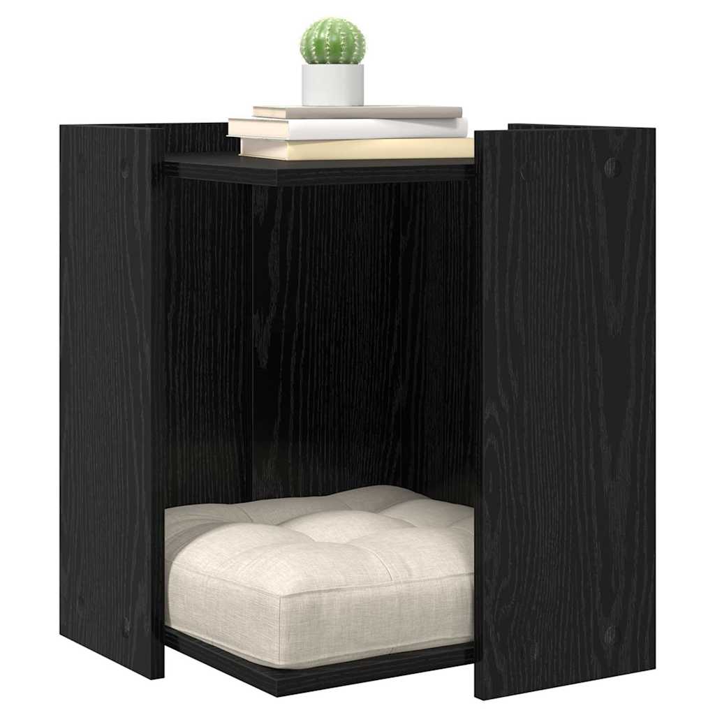 vidaXL Katzenstreu Box Umzäunung Schwarz Eichen-Optik 42 x 42 x 51 cm - Image 3