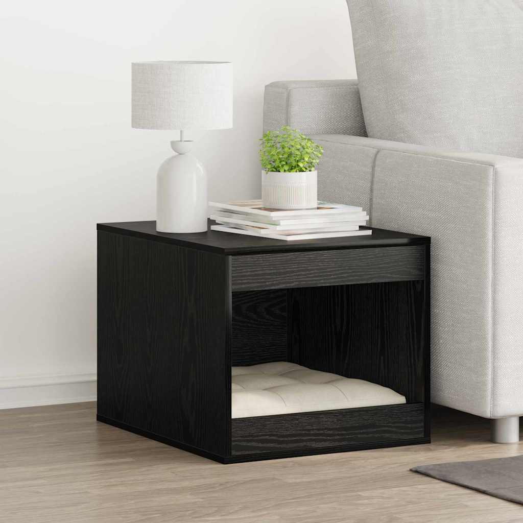vidaXL Katzenstreu Box Umzäunung Schwarz Eichen-Optik 47 x 59 x 42 cm