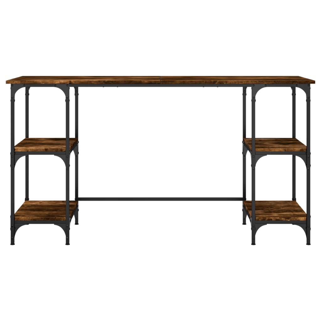 vidaXL Schreibtisch Räuchereiche 140x50x75 cm Metall Holzwerkstoff - Image 5