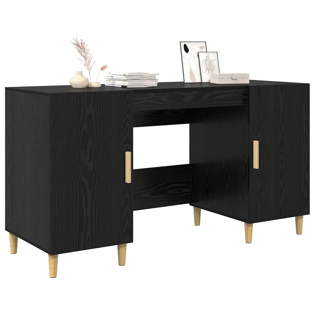 vidaXL Schreibtisch mit Regal Schwarz Eichen-Optik 140 x 50 x 75 cm - Image 3