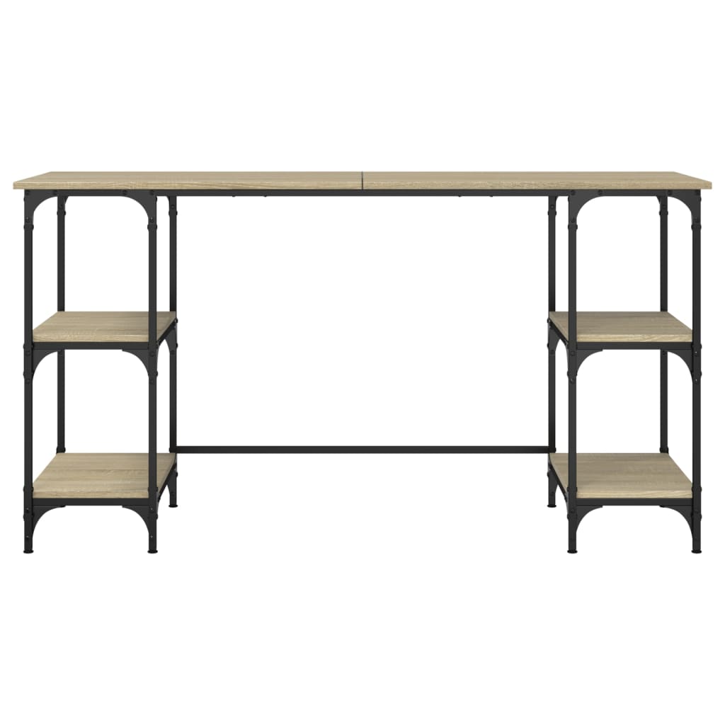 vidaXL Schreibtisch Sonoma-Eiche 140x50x75 cm Metall Holzwerkstoff - Image 5