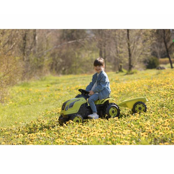 Smoby Farmer Xl Pedal Tractor + Trailer - Green - Image 3