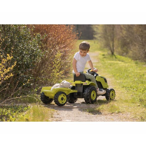 Smoby Farmer Xl Pedal Tractor + Trailer - Green - Image 4
