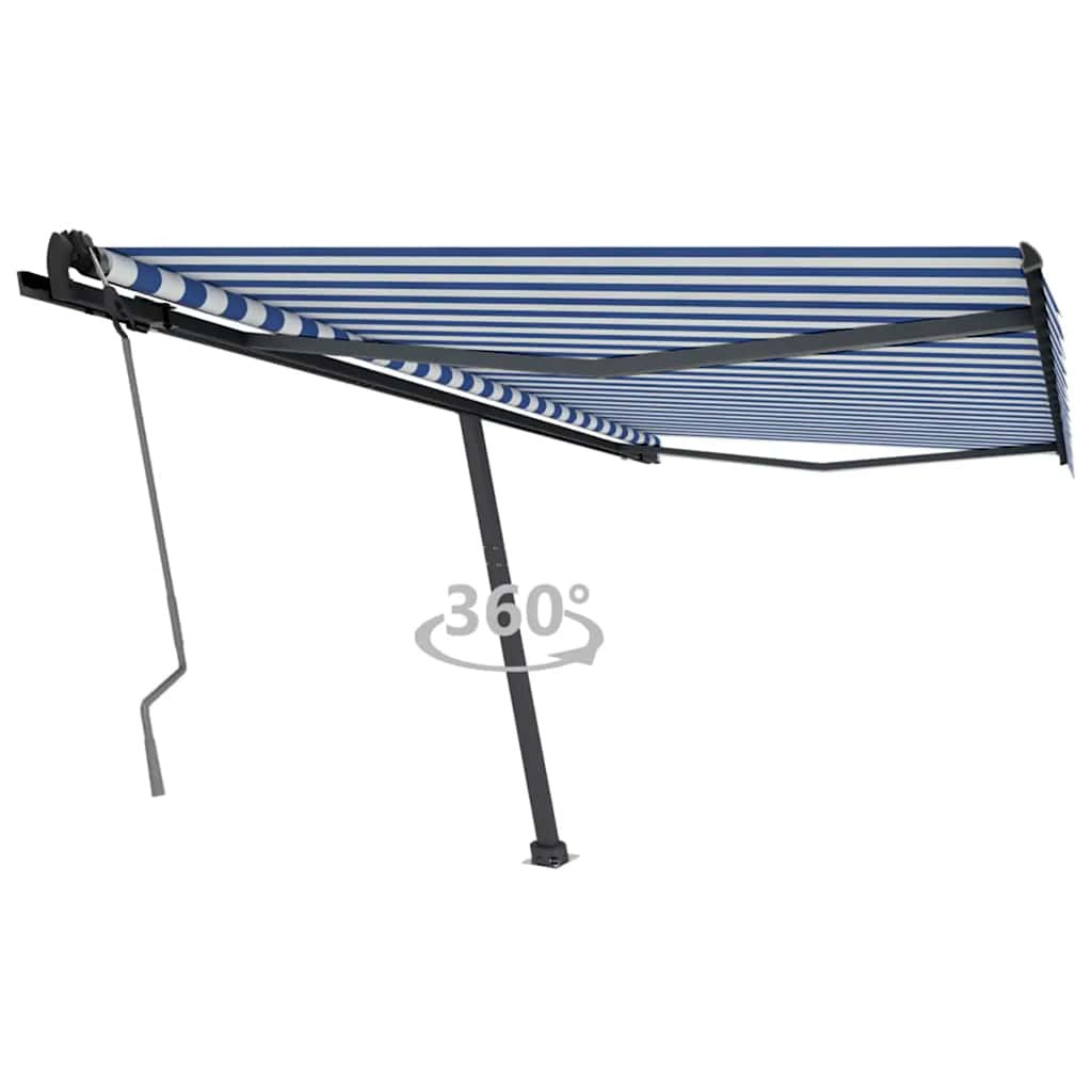 vidaXL Standmarkise Manuell Einziehbar 400x350 cm Blau/Weiß