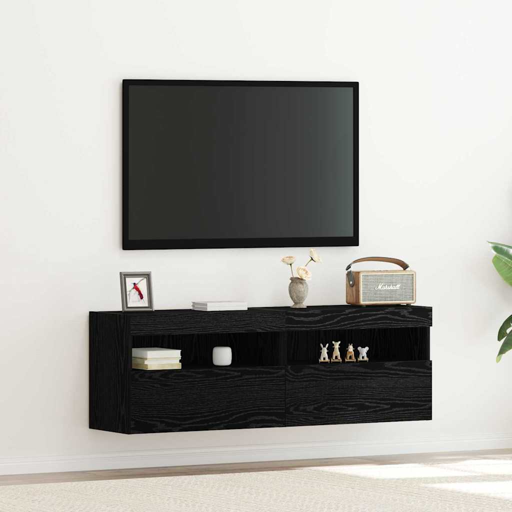 vidaXL Meuble TV mural Chêne noir 60 x 30 x 40 cm Bois d'ingénierie