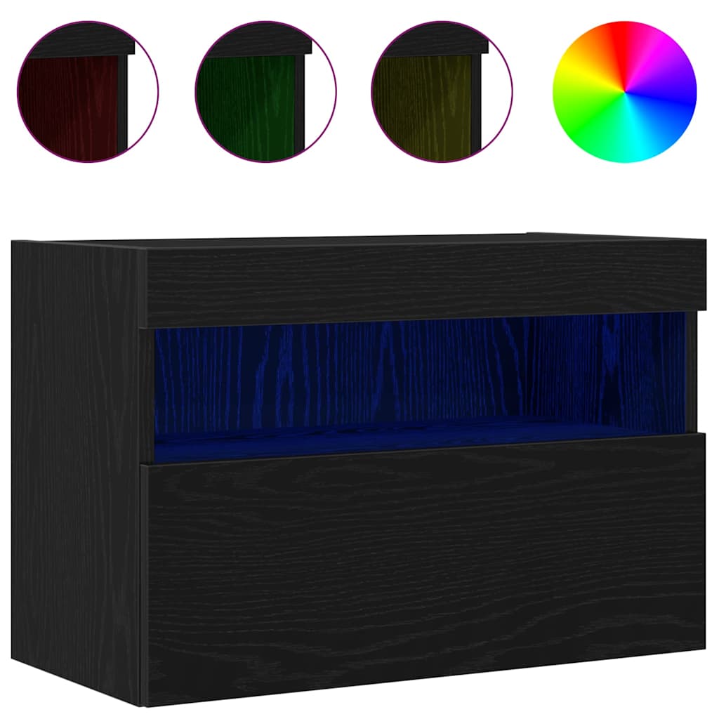 vidaXL Meuble TV mural Chêne noir 60 x 30 x 40 cm Bois d'ingénierie - Image 4