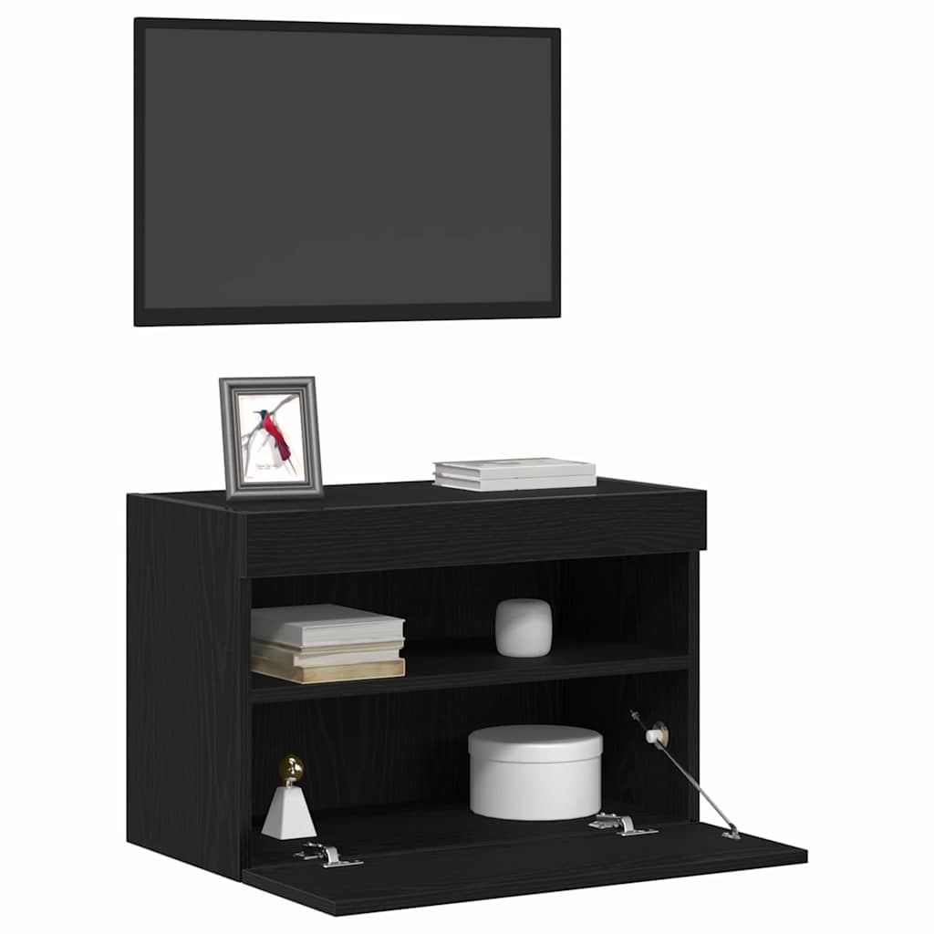 vidaXL Meuble TV mural Chêne noir 60 x 30 x 40 cm Bois d'ingénierie - Image 3