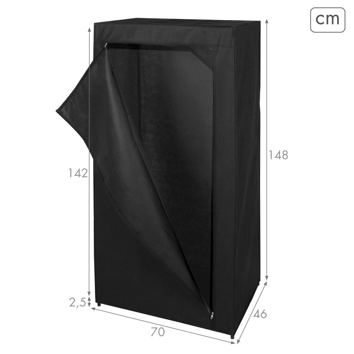 Armadio guardaroba Max Home Nero 70 X 148 X 46 CM 4 Unità - Image 5
